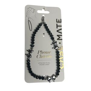Case-Mate Black Beaded Phone Charm with Metal Accents Universal Fit